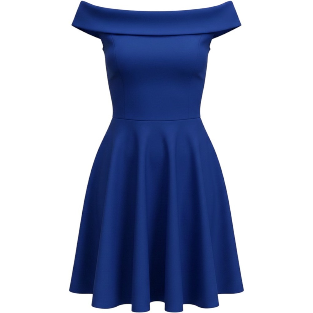B. Darlin Royal Blue Off The Shoulder Fit and Flare Cocktail Dress Size 1/2